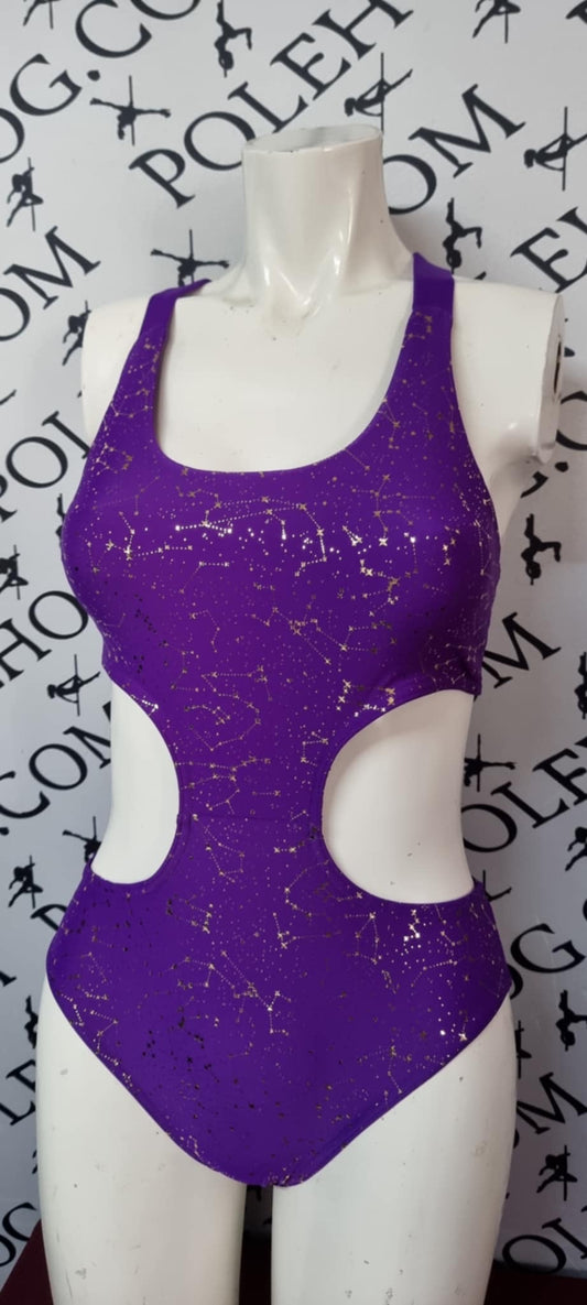 Purple constellation twinkle x back bodysuit