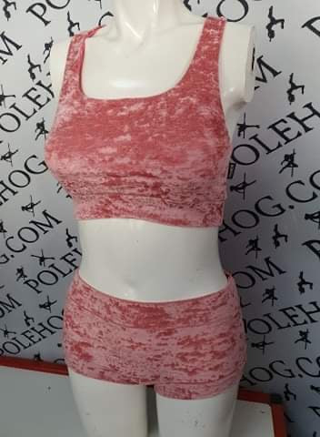 Rose crushed velvet top