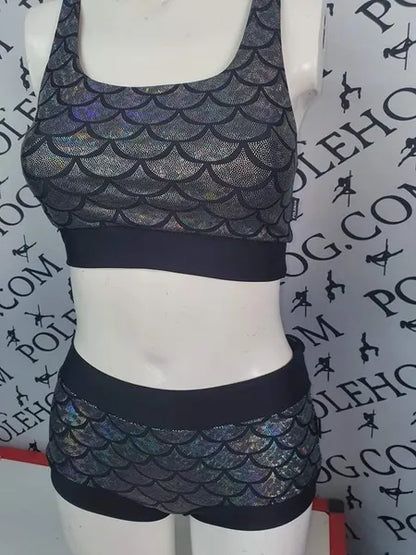 Silver holographic mermaid top