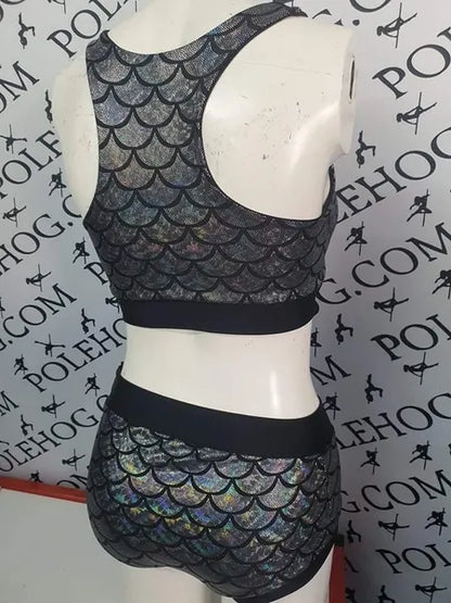 Silver holographic mermaid top