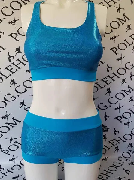 Sea blue diamond dust top