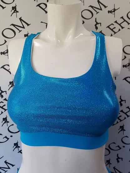 Sea blue diamond dust top