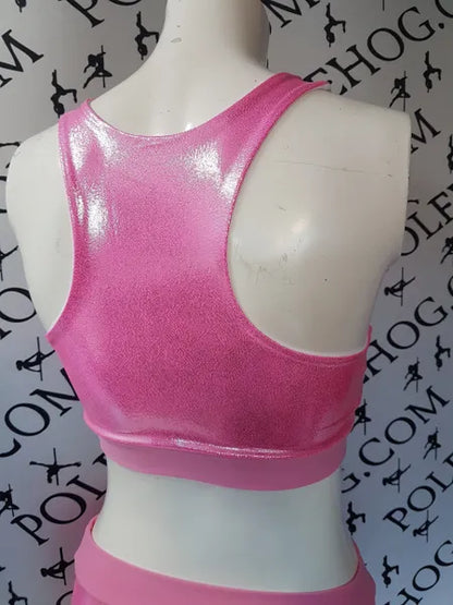 Pink with silver shine bottoms