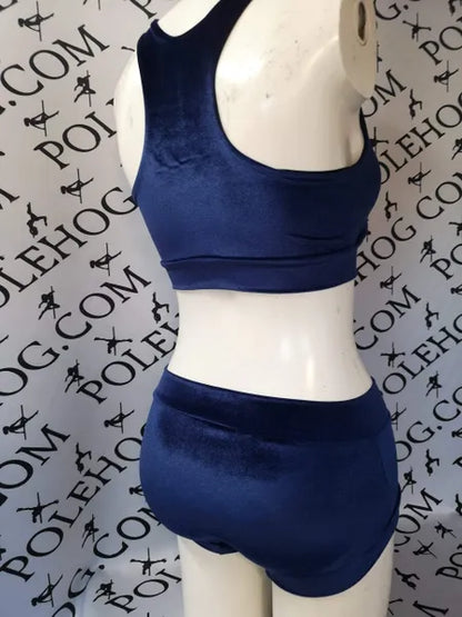 Navy smooth velvet top