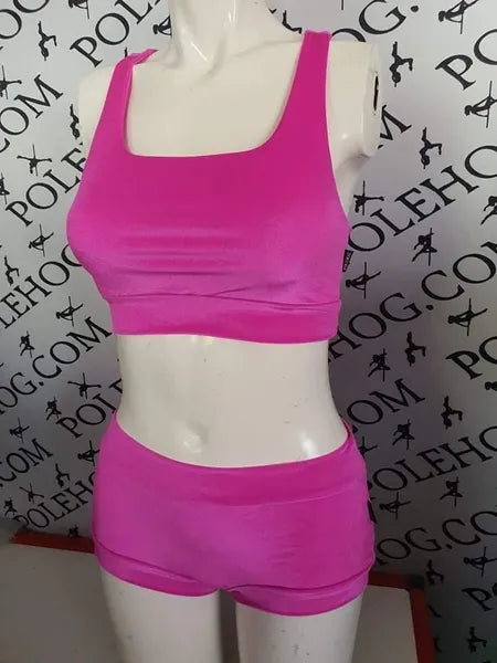 Bright pink smooth velvet top