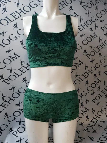 British racing green crushed velvet bottoms