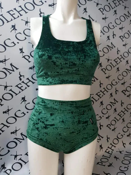 British racing green crushed high waisted fitted pant.