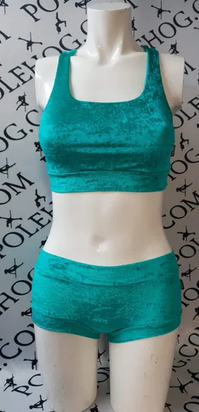 Green crushed velvet top