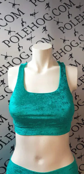 Green crushed velvet top