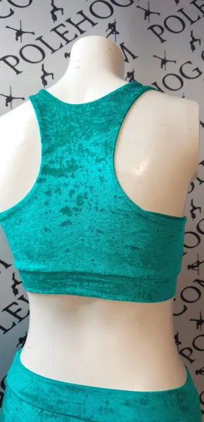 Green crushed velvet top