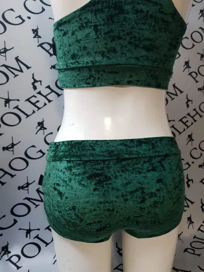 British racing green crushed velvet bottoms