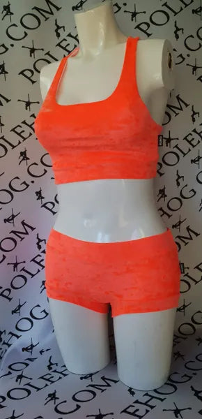 Flo orange crushed velvet bottoms