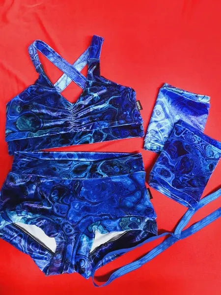 Blue oil slick velvet bottoms