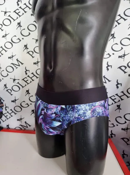 Purple fantasy flowers male brief