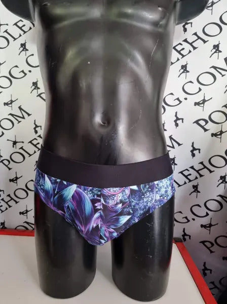 Purple fantasy flowers male brief