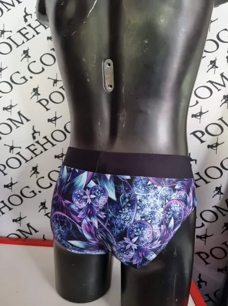 Purple fantasy flowers male brief