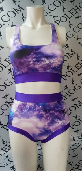 Purple galaxy high waisted panel pant (full)