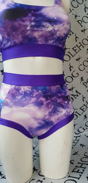 Purple galaxy high waisted panel pant (full)