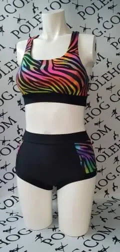 Zebra rainbow high waisted panel pant (side)