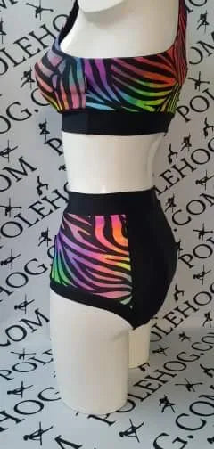 Zebra rainbow high waisted panel pant (side)