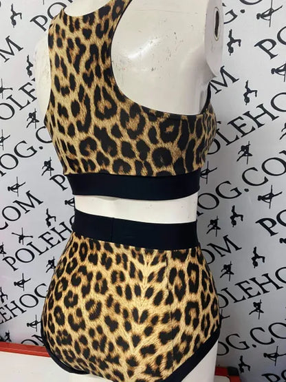 Leopard high waisted panel pant (full)