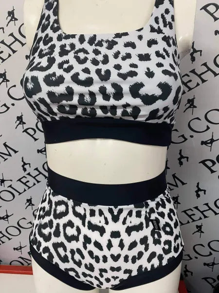 Snow Leopard high waisted panel pant (full)