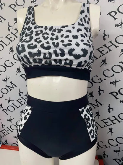 Snow Leopard high waisted panel pant (side)