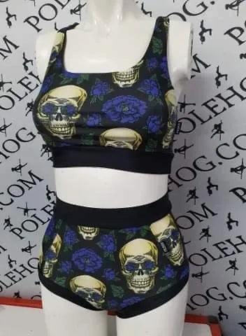 Peony skulls high waisted panel pant (full)