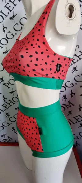 Watermelon high waisted panel pant (side)