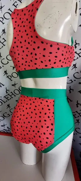 Watermelon high waisted panel pant (side)