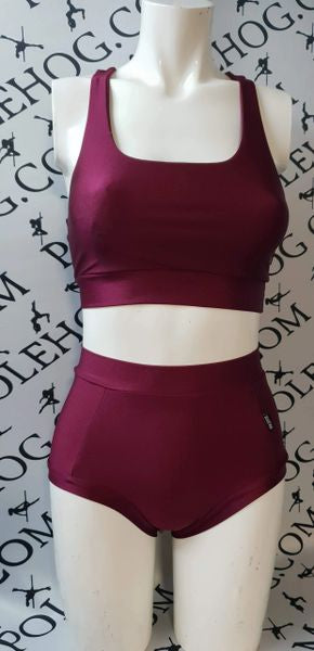 Burgundy colours high waisted fitted pant