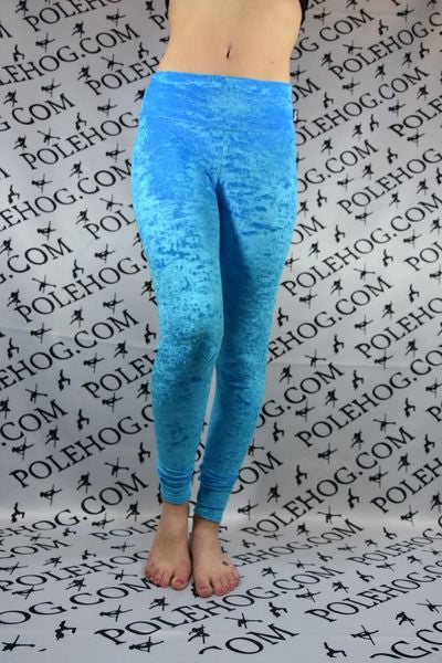 Turquoise crushed velvet leggings