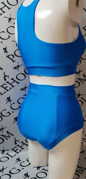 Blue colours high waisted fitted pant