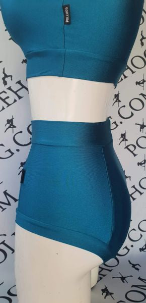 Deep teal colours  high waisted fitted pant