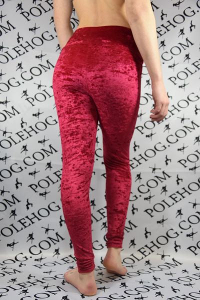 Wine red  crushed velvet leggings