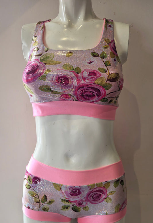 Pink English rose foil bottoms