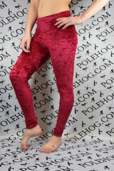 Wine red  crushed velvet leggings