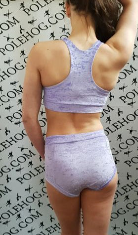 Lilac crushed high waisted fitted pant.